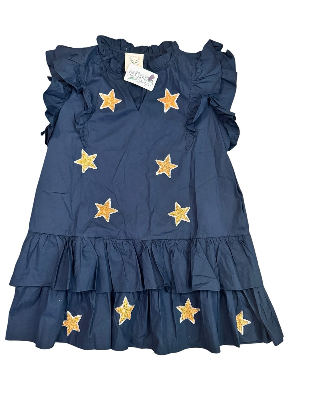 NWT Fantastic Fawn Star Of The Show Navy Blue Sequined Dress, Large